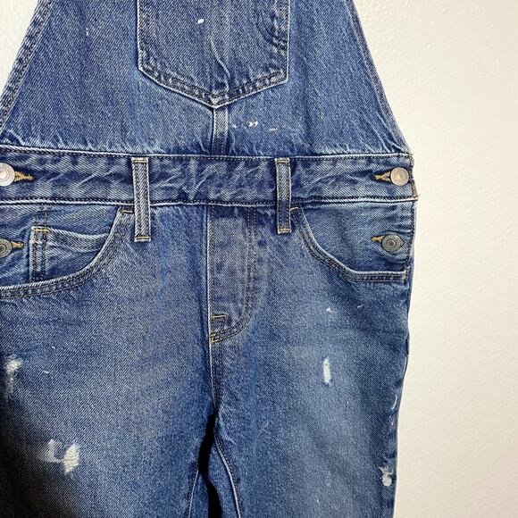 Levi's Bib Overalls Jeans 100% Cotton Adjustable Distressed Straight Med Wash XS - Picture 4 of 8